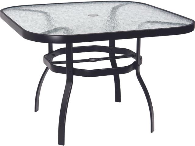 Deluxe 42 Inch Square Aluminum Dining Table with Obscure Glass Top