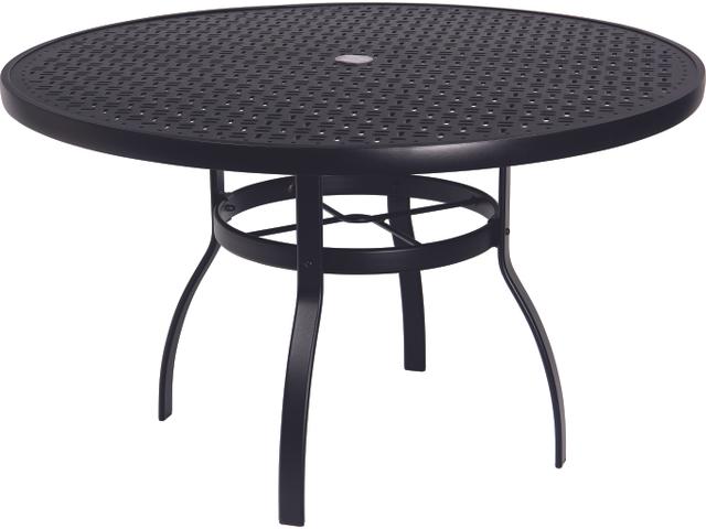 Deluxe 48-Inch Round Lattice Top Dining Table with Umbrella Hole