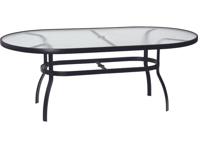 Deluxe 74 Inch Oval Aluminum Dining Table with Obscure Glass Top