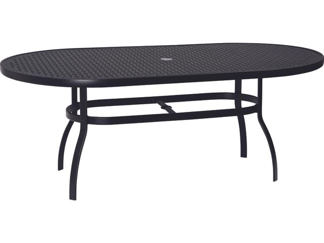 Deluxe 74-Inch Oval Lattice Top Dining Table with Umbrella Hole