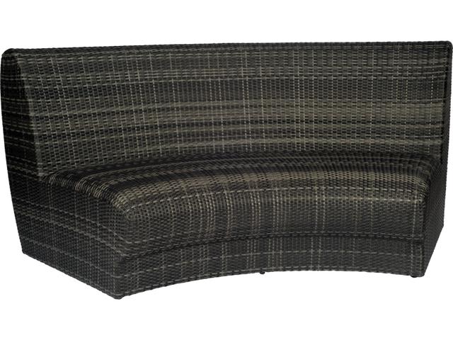 Geni Curved Armless Sofa in Charcoal Gray HDPE Wicker