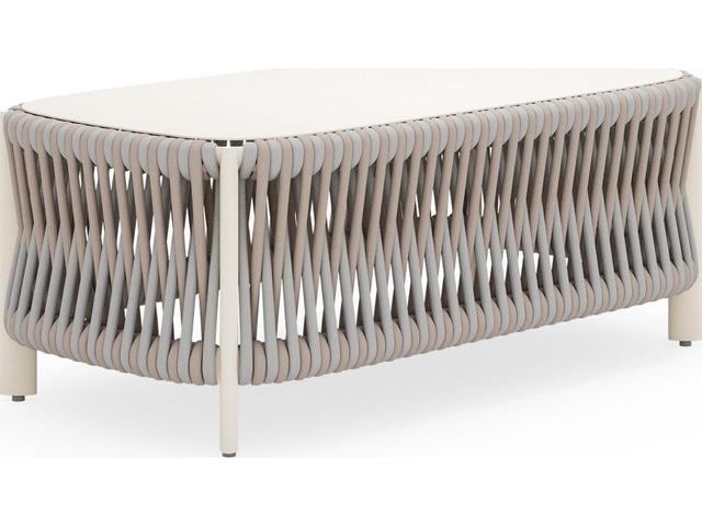 Eve 44-Inch Aluminum Rectangular Coffee Table with Rope Weave