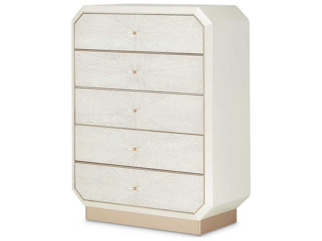 La Rachelle 5-Drawer Accent Chest in Champagne White Birch Wood