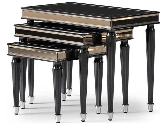 La Francaise Rectangular Glass Black Ice Nesting Tables