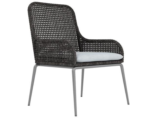 Antilles Outdoor Dining Armchair in Pewter Gray with Silver Mist Frame