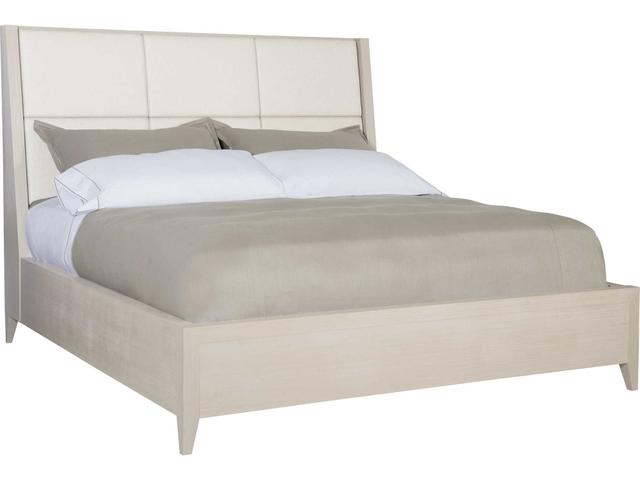 Axiom Queen Panel Bed with Upholstered Headboard in Linear Gray