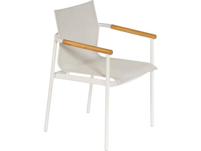 Around Aluminum Sling Dining Armchair in Arctic White with Oyster Sling