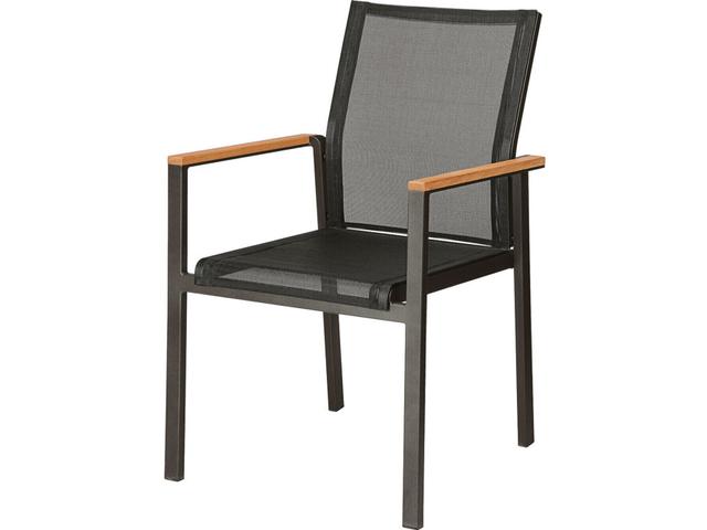 Aura Dining Armchair with Teak Accents in Graphite