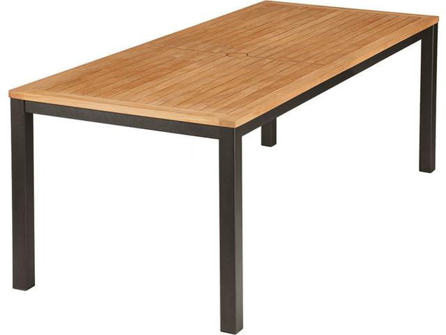 Aura 79-Inch Rectangular Dining Table with Graphite Aluminum and Teak