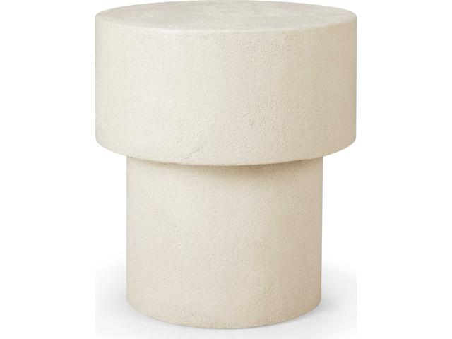 Elements Microcement Round Side Table in Off White
