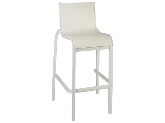 Sunset Sling Aluminum Resin Glacier White Armless Outdoor Bar Stool in White