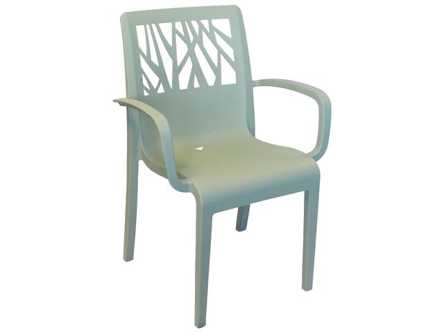Vegetal Resin Sage Green Stacking Patio Dining Arm Chair