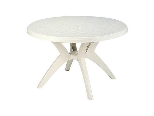 Ibiza 46 Inch Round Resin Dining Table with Umbrella Hole in White