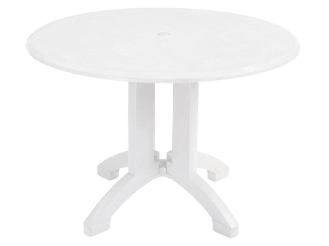Atlanta 42-Inch Round Dining Table with Umbrella Hole in White