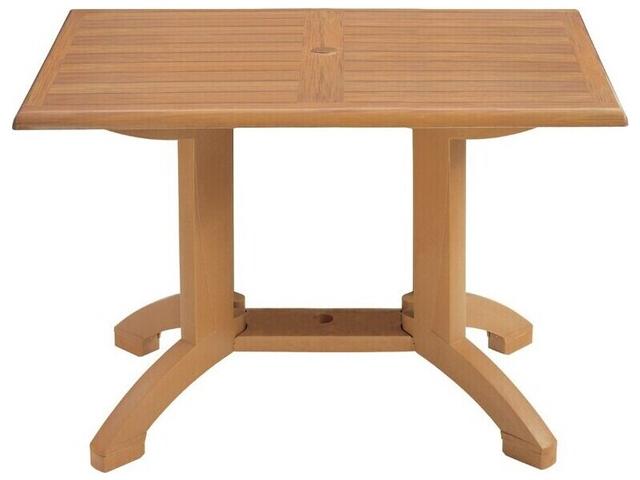 Atlanta Rectangular Dining Table with Umbrella Hole in Teakwood Decor