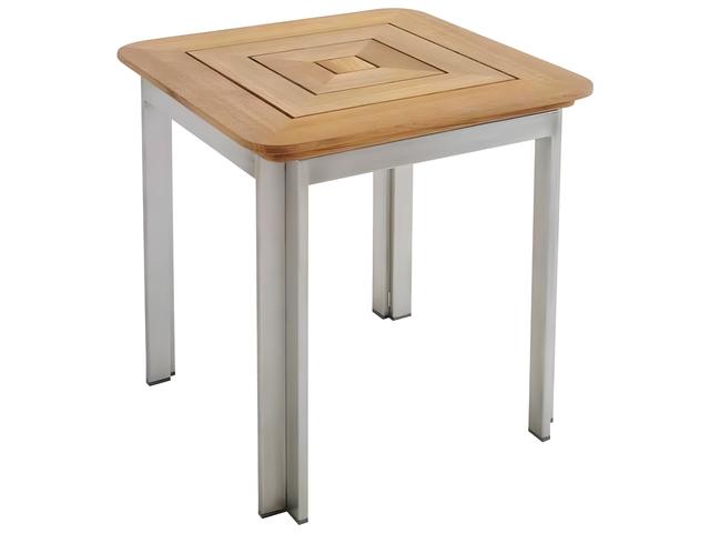 Tivoli 17.5-Inch Square Stainless Steel and Teak End Table