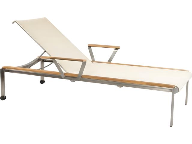 Tivoli Stainless Steel Teak Sling Chaise Lounge