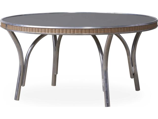 All Seasons Round Lloyd Loom Wicker Coffee Table with Charcoal Glass Top