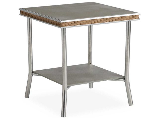 Visions Lloyd Loom Wicker Square Glass End Table