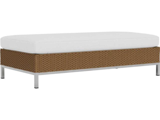 Elements Steel Wicker Large Outdoor Ottoman with Lloyd Loom