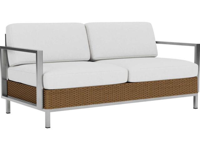 Elements Lloyd Loom Wicker Loveseat with Stainless Steel Arms
