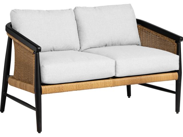 Galloway Loveseat with Tortoiseshell Vinyl Weave in Matte Black
