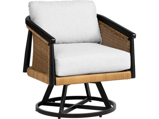 Galloway Swivel Lounge Chair with Tortoiseshell Vinyl Wicker