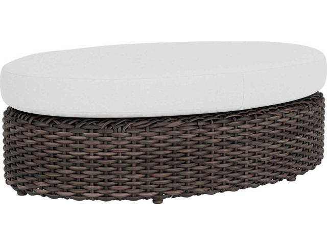 Largo Wicker Oval Ottoman in Vintage Oak