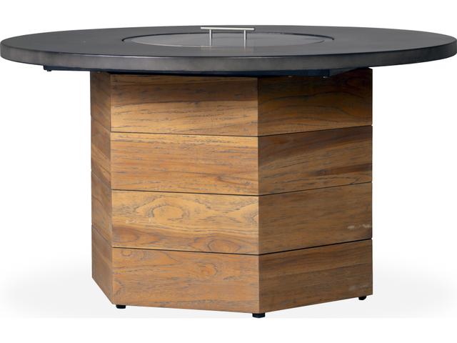 Teak Hexagonal Fire Table Antique Gray
