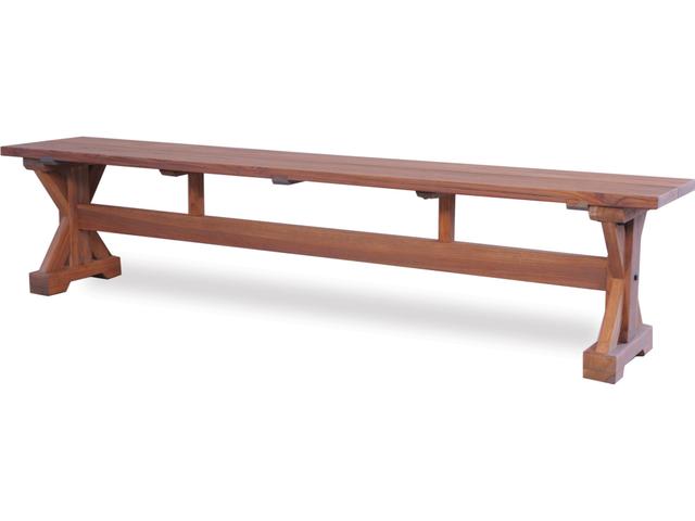 Teak Trestle Dining Bench in Antiqued Brown