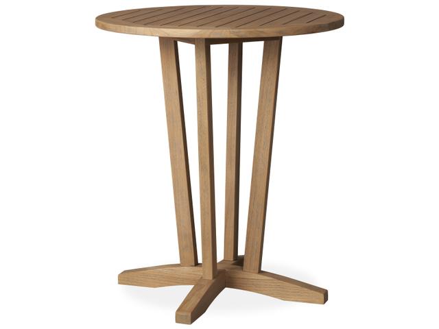 Teak 30 Inch Round Bar Table in Antique Gray