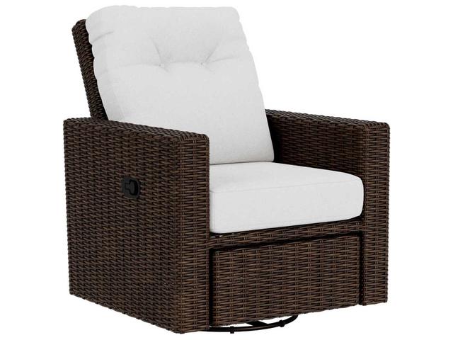 Mesa Wicker Swivel Glider Recliner Lounge Chair in Pecan