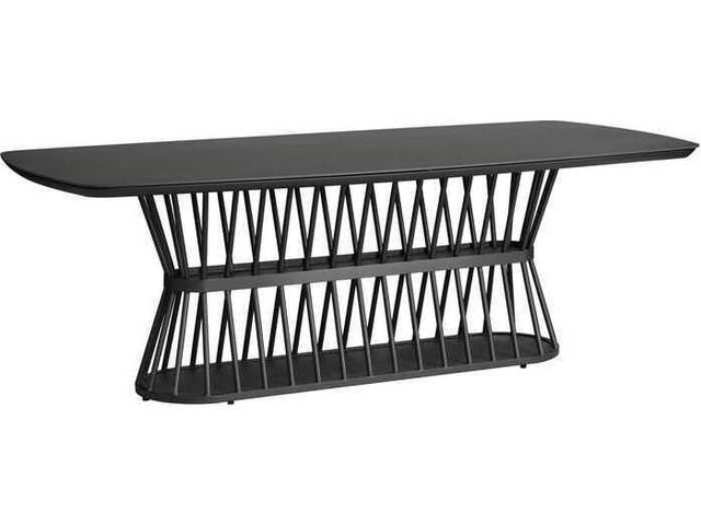 Escape 87-Inch Aluminum Rectangular Dining Table with Stone Top in Charcoal