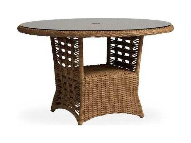 Magnolia 48-Inch Round Wicker Dining Table with Umbrella Hole
