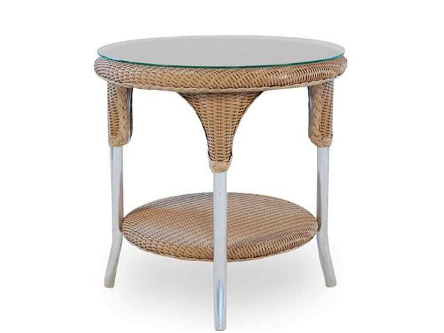 Universal Loom 24.5-Inch Round Lloyd Loom Wicker End Table