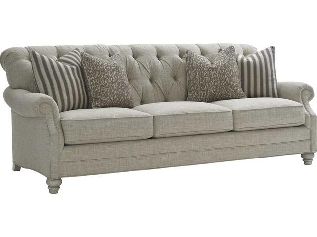 Oyster Bay 3-Seat Tufted Fabric Sofa with Ultra Down Cushions