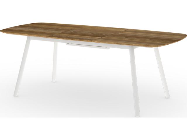 Zupy Aluminum Steel Rectangular Patio Dining Table with Teak Top