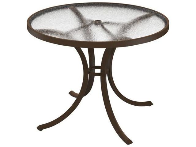 Acrylic 36-Inch Round Cast Aluminum Dining Table with Umbrella Hole
