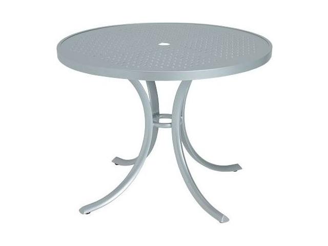 Boulevard 36 Inch Round Aluminum Dining Table with Umbrella Hole