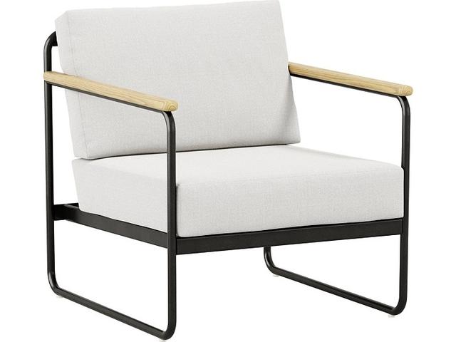 Stratton Cushion Aluminum Lounge Chair with Teak Arms