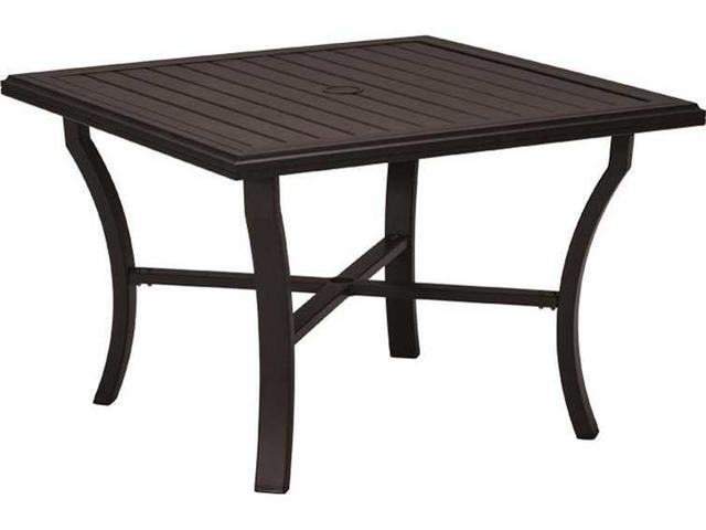 Banchetto 42-Inch Square Aluminum Slat Dining Table with Umbrella Hole