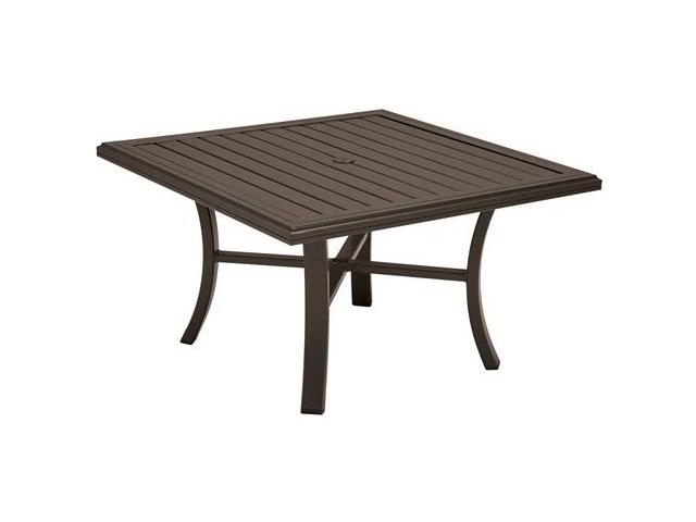 Banchetto 42-Inch Square Aluminum Slat Chat Table with Umbrella Hole