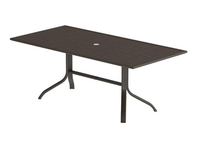 Aluminum Slat Rectangular Dining Table with Umbrella Hole