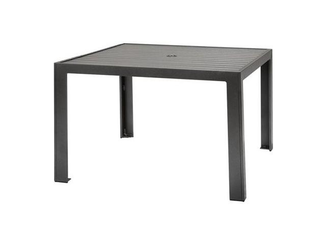 Aluminum Slat 42-Inch Square Dining Table with Umbrella Hole