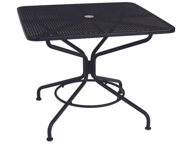 Cafe Series 36.5-Inch Square Wrought Iron Dining Table with Umbrella Hole