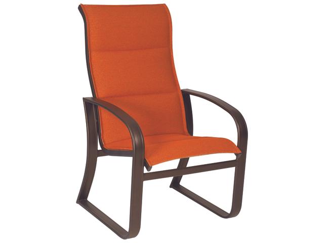 Cayman Isle Padded Sling Aluminum High Back Dining Arm Chair