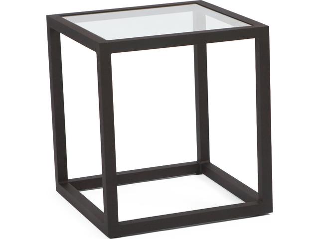 Salona 20-Inch Square Aluminum End Table with Glass Top by Joe Ruggiero