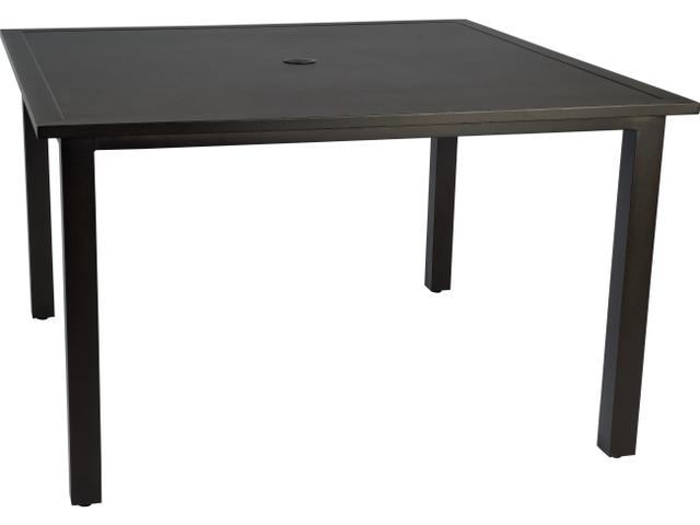 Elemental 48-Inch Square Aluminum Dining Table with Umbrella Hole