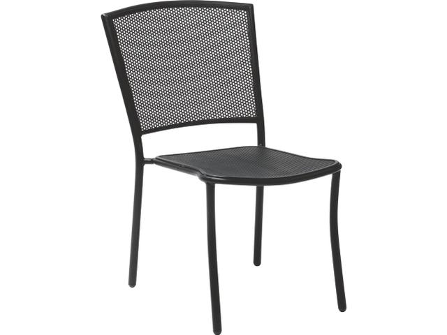 Albion Wrought Iron Stackable Dining Side Chair in Textured Black