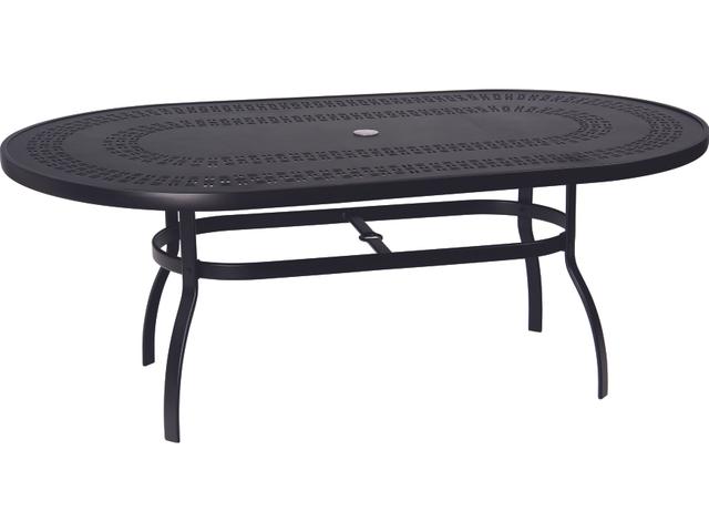 Aluminum Deluxe Oval Trellis Top Dining Table with Umbrella Hole